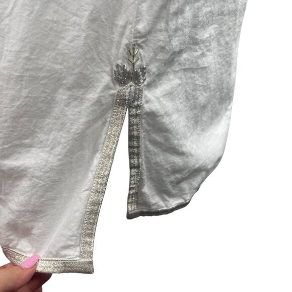 Gretchen Scott Beaded Embroidered Cotton Cleopatra Dress Sz S Beach Tassel Boho - Picture 9 of 12